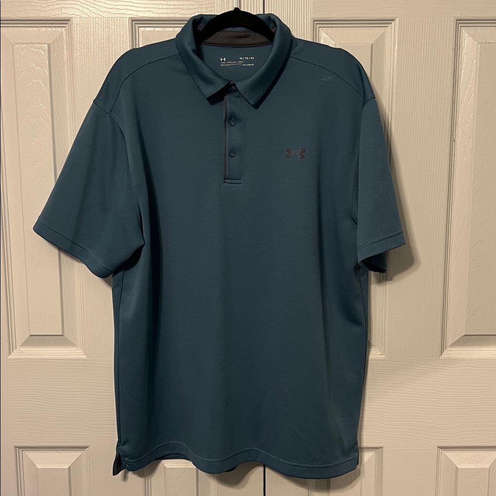 EUC Men’s Under Armour Blue/Gray Textured Performance Polo Size XL